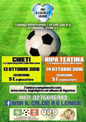 Calcio a 5 a Chieti e Ripa Teatina, al via le iscrizioni